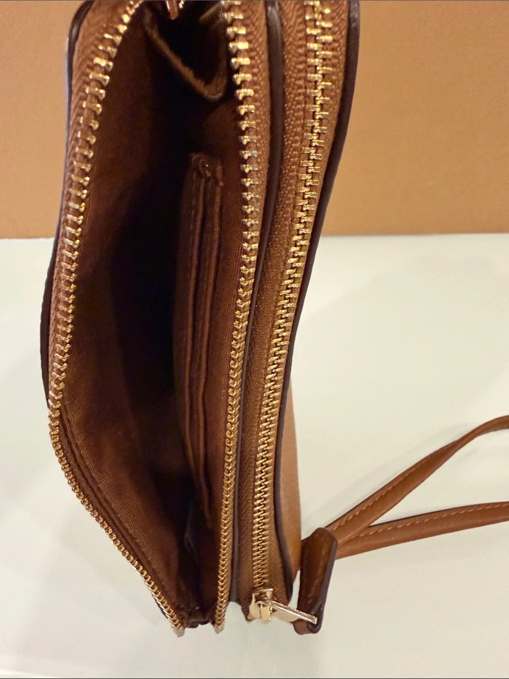 Coach Tan Pebble Leather Wristlet Wallet
